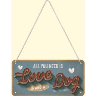 Hänge-Blechschild Love Dog